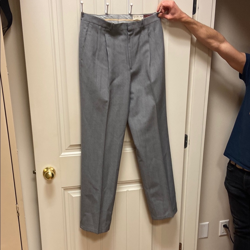 Gray Formal Dress Pants with Tailored Fit
